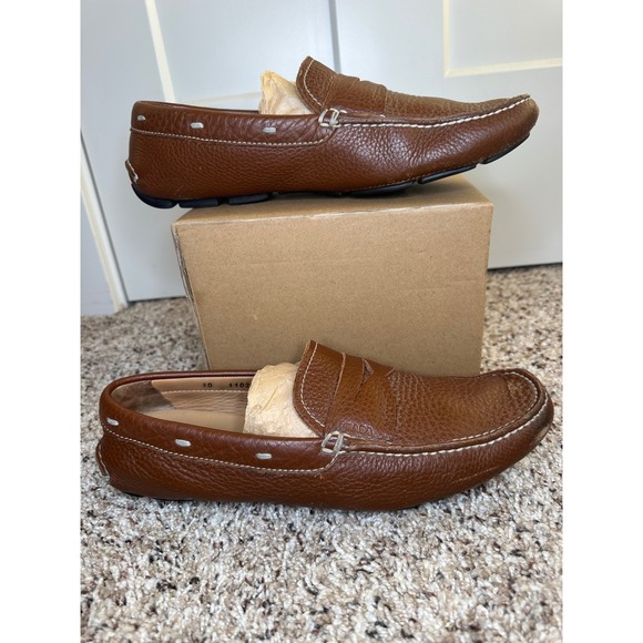 Prada Mens Brown Pebbled Leather Driving Loafers Penny Moccasins 2D‎ 1102 Size 8 main image 10